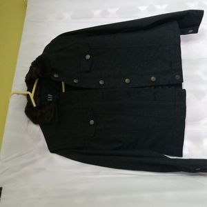 Gap wool jacket, quilted lining, Dark gray, pockets, silver buttons